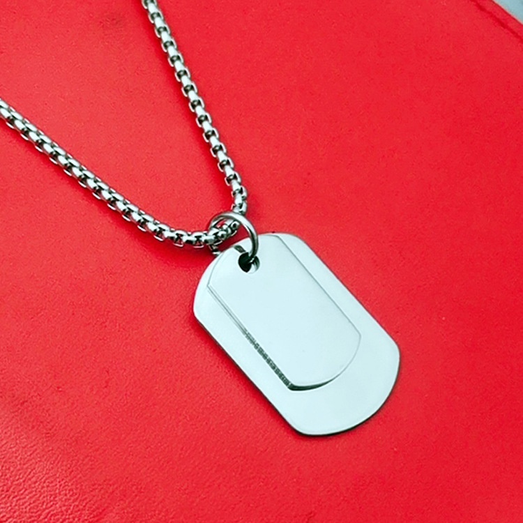 Stainless steel double militer kalung KAMI tentara militer besar kartu kalung liontin hip hop