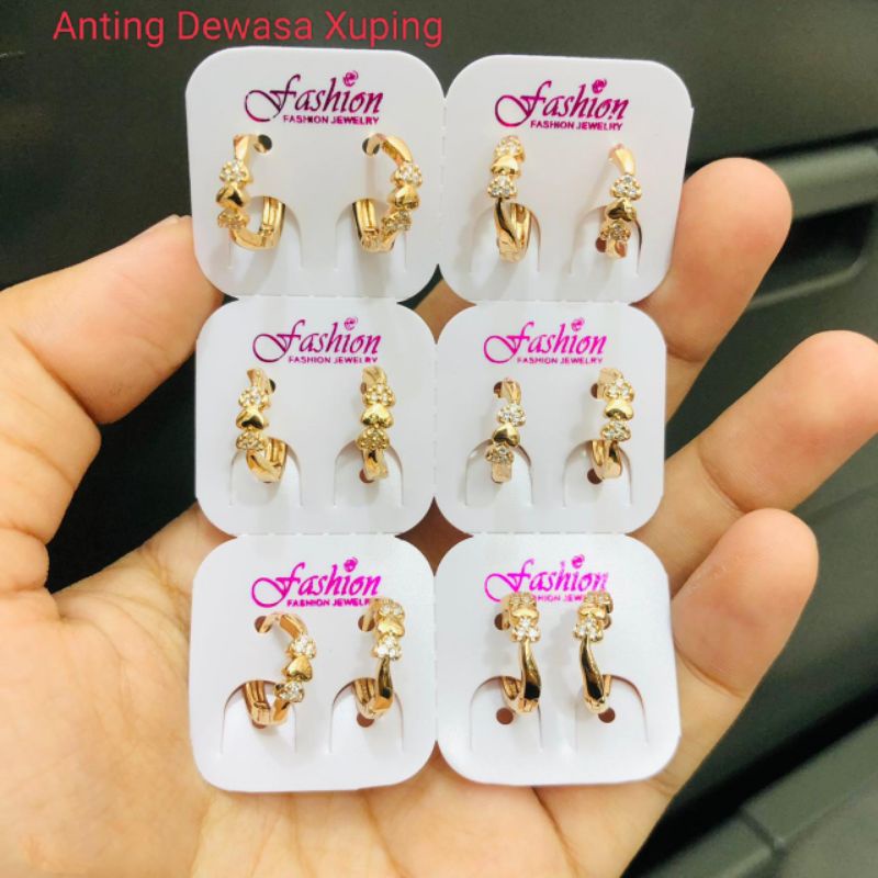 Anting bulat xuping lapis emas wanita dewasa A06589