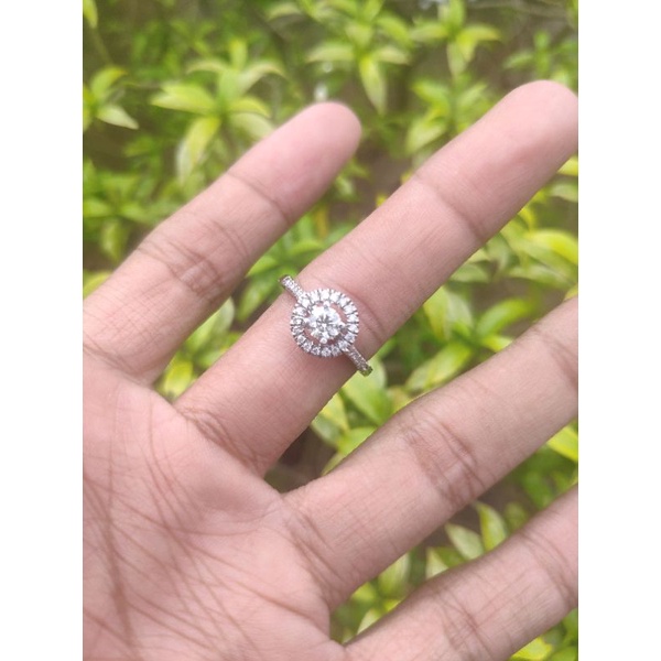 cincin berlian asli bukan maisonet bukan sirkon silver Palladium full berlian motif fashion cincin n
