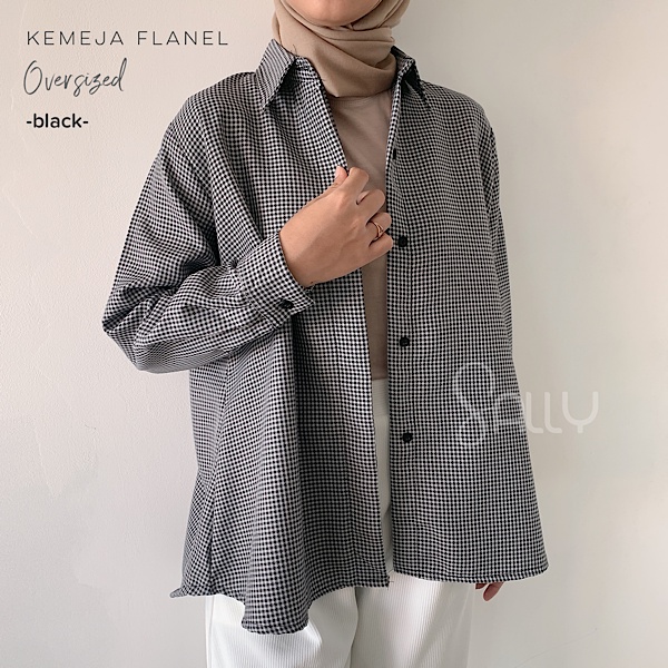 Kemeja flannel-black