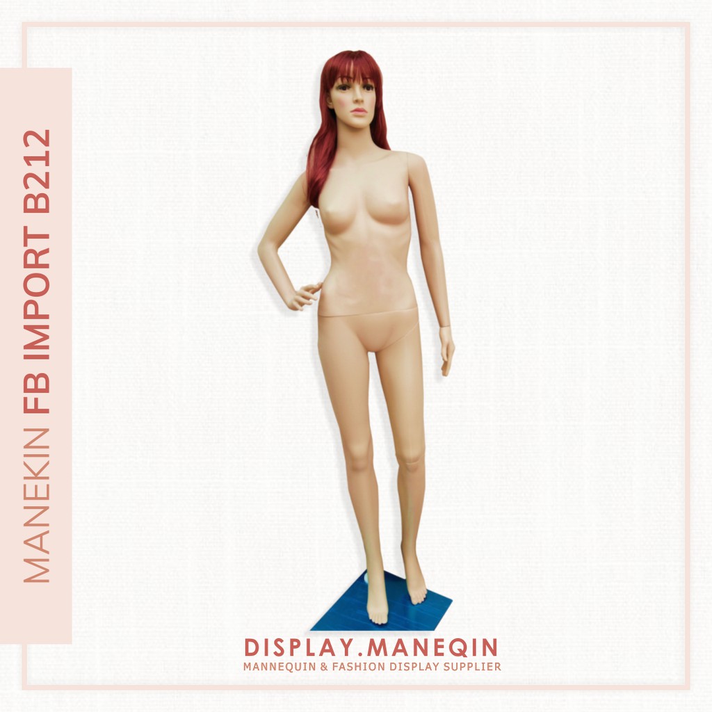 Patung Manekin Full Body Badan Wanita Cewek B212 Plastik Impor Bulu Mata Asli