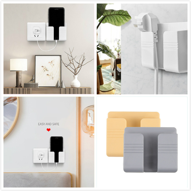 【COD Tangding】Charging Multifunction Holder Stand Remote Control Mobile Phone Plug Holder Wall Mounted Storage