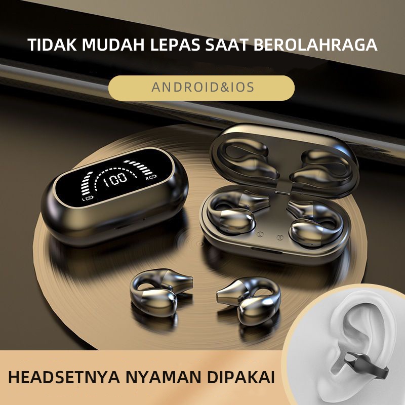 Headset bluetooth konduksi tulang klip telinga TWS HiFi Stereo Tidak ada rasa sakit untuk dipakai untuk waktu yang lama