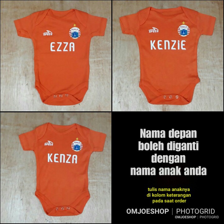  Baju  Bola  Bayi Romper Bayi Jumper Bayi Persija Orange 