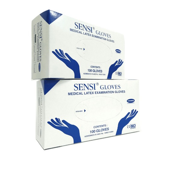Sarung Tangan Latex Sensi powdered/ Sensi Gloves Latex Examination Gloves/ Handscoon Medis Sensi