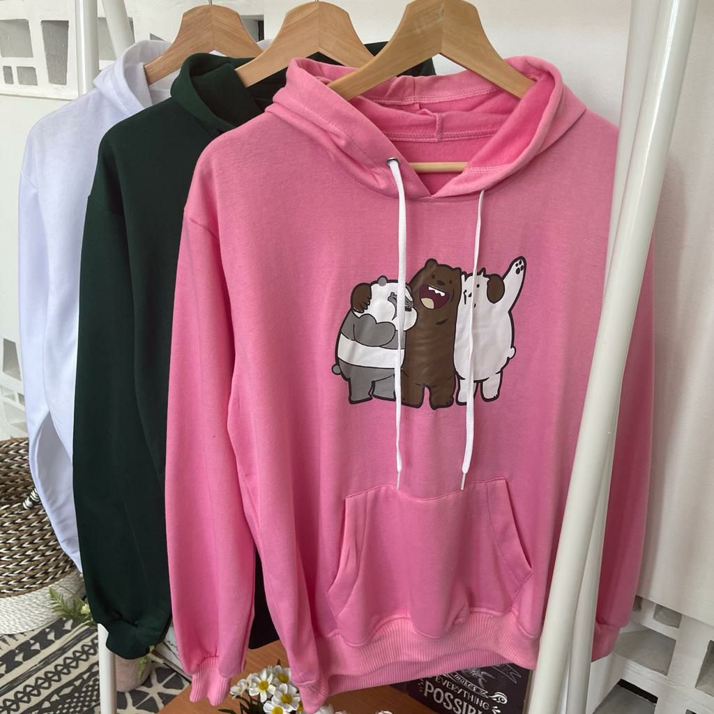 SWEATER HOODIE HUGGING WE BARE BEAR CEWEK COWOK LAKI LAKI PEREMPUAN PRIA COUPLE DISTRO MURAH KEKINIAN COUPLE PASANGAN UNISEX KOREA STYLE ATASAN KATUN COTTON FLEECE PREMIUM