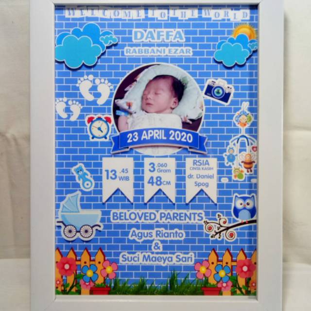 Cetak foto bingkai biodata bayi