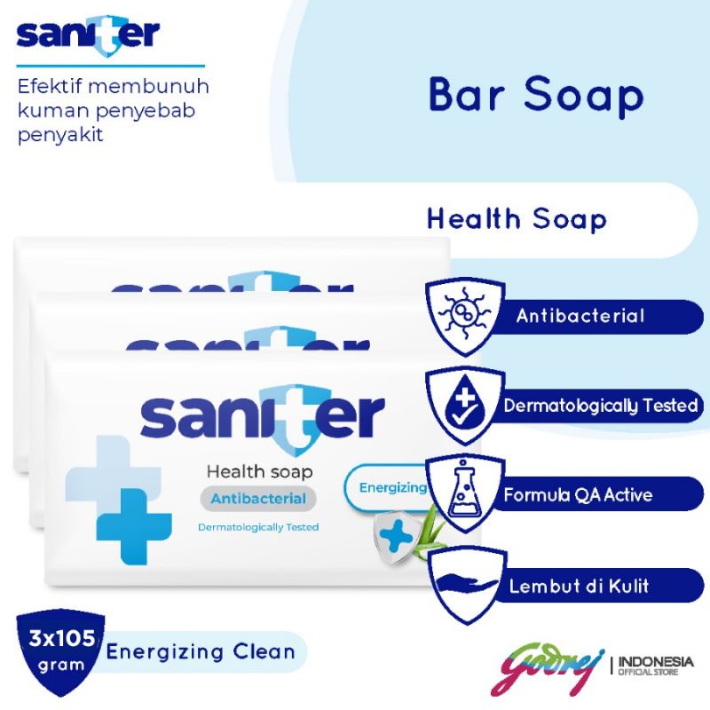 Saniter Barsoap / Sabun Batang kemasan isi 3x105gr