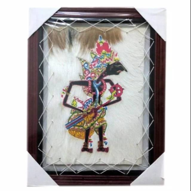 KERAJINAN LUKISAN WAYANG KULIT PRABU KRESNA 34x44 cm KULIT KAMBING ASLI - DEKORASI RUMAH MURAH