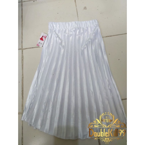 GROSIR ROK IMPORT / ROK 7/8 PLISKET BLUDRU VELVET PREMIUM  GLOSSY-PUTIH 1-3 TAHUN