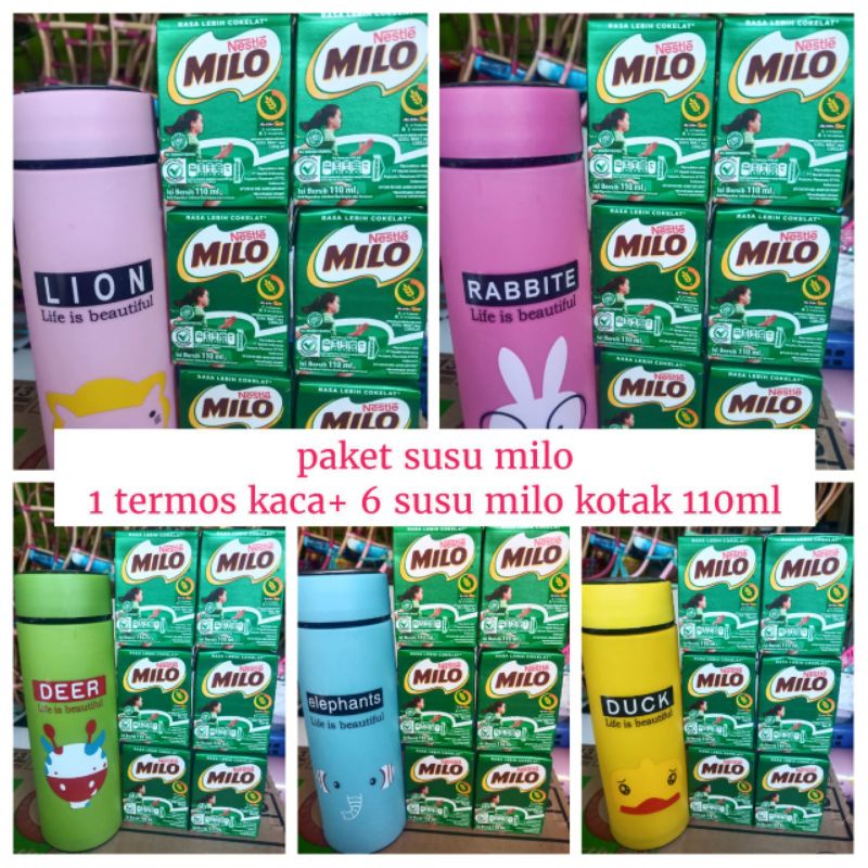 

paket Milo+botol kaca