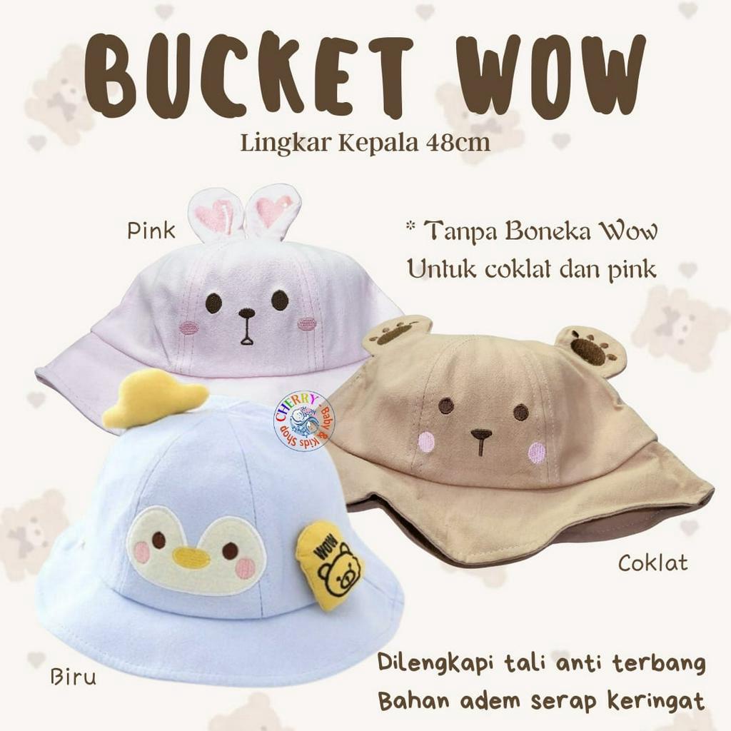 Bucket Wow 1-4 Tahun Topi Bucket Anak Wow Bear Pinguin Rabbit Import High Quality CBKS VC