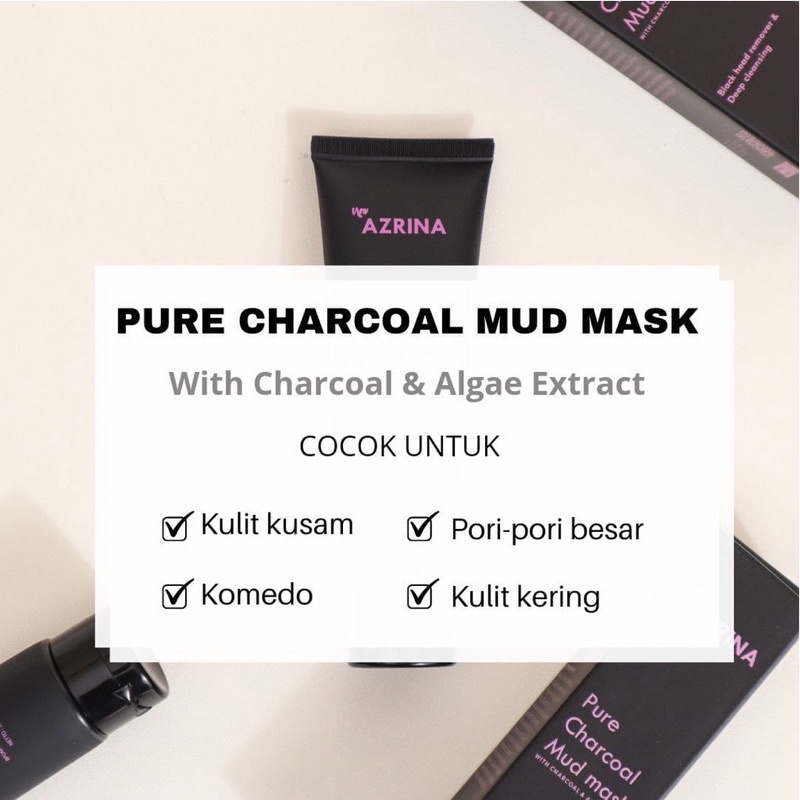 AZRINA Pure Charcoal Mud Mask 50ml | AZRINA Acne Purifying Clay Mask 50ml