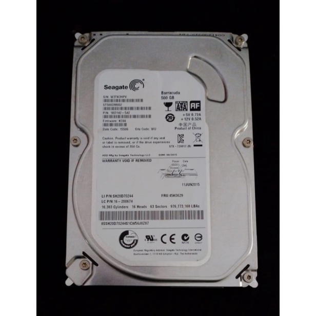 Hardisk internal cpu 500 gb seagate / Hardisk internal PC 500 gb seagate /  HDD internal komputer 500 gb seagate
