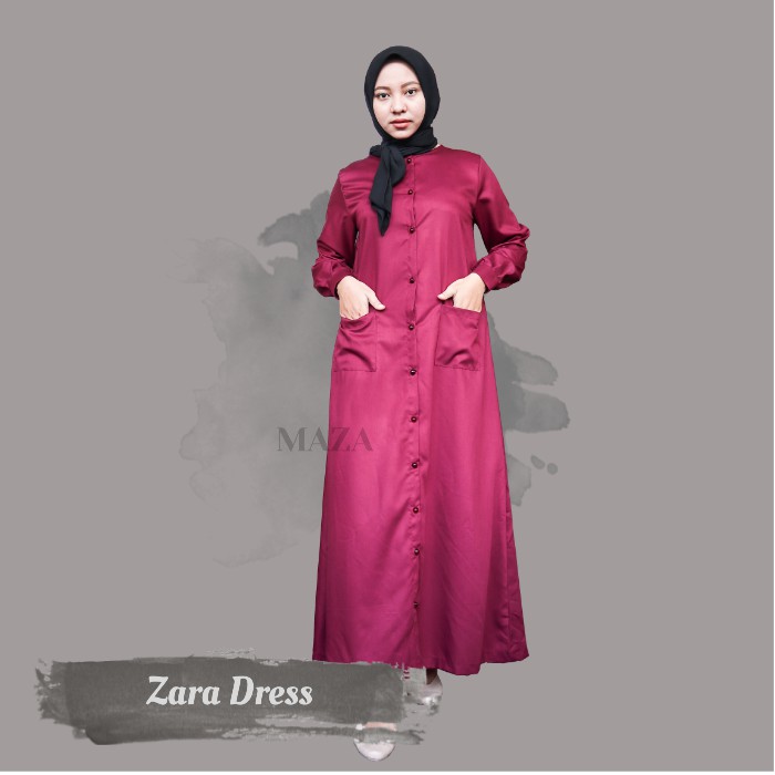Gamis Muslim Wanita Zaraa Dress Burgundy