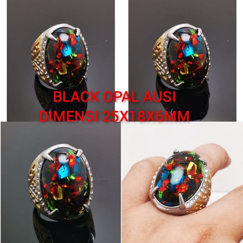 Batu Akik Black Opal//Kalimaya Ausi Super Jumbo Jarong Siam malam HQ Super mewah