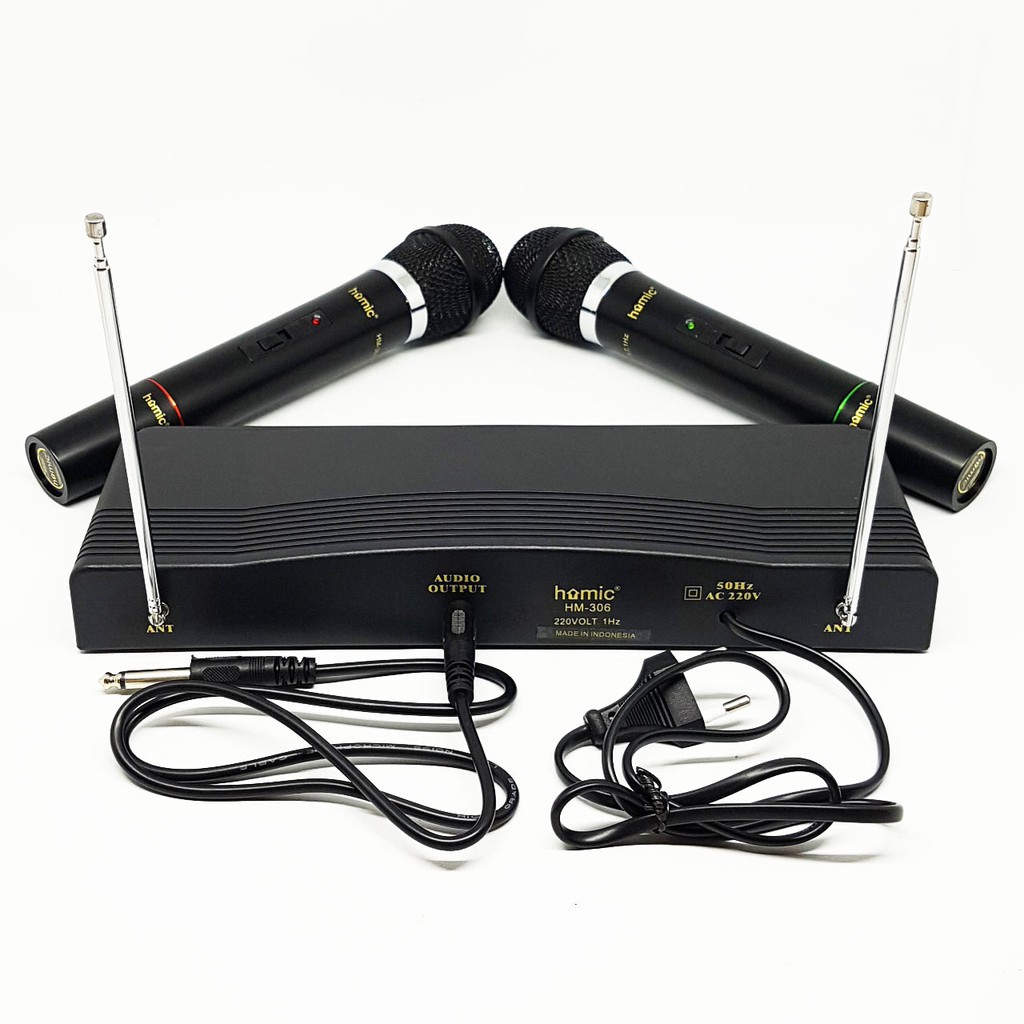 Mic Wireless Homic HM306  dapat 2 mic