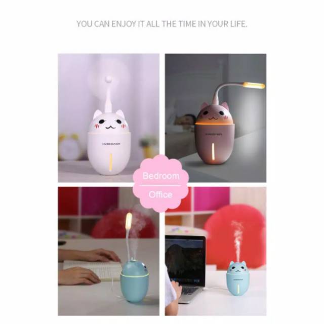 PET HUMIDIFIER adorable Air 3in1 Usb LED Mini Fan pelembap ruangan