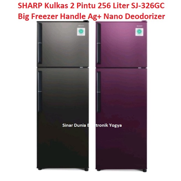 SHARP Kulkas 2 Pintu 256L Low Watt 100W SJ-326GC Handle SJ326GC 326GC