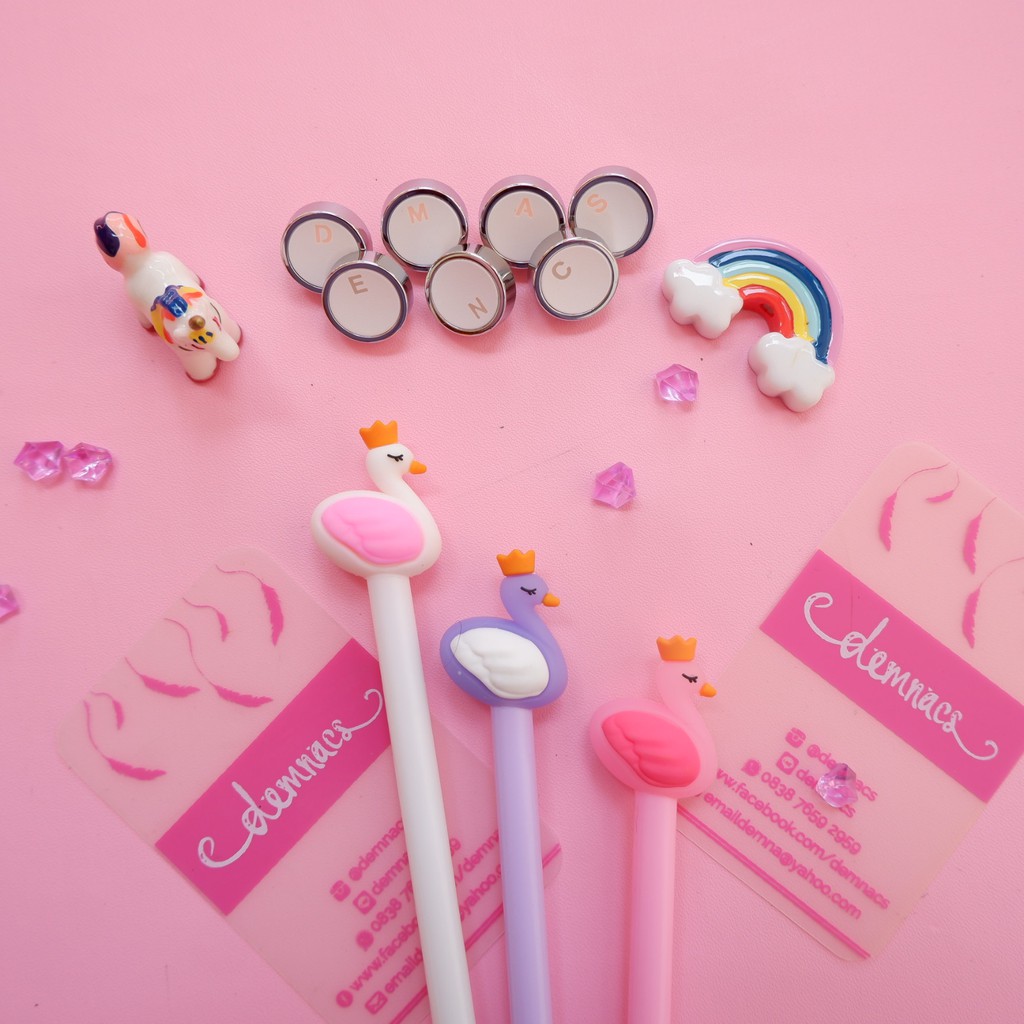 

pulpen bentuk flamingo karakter pen tinta gel warna hitam