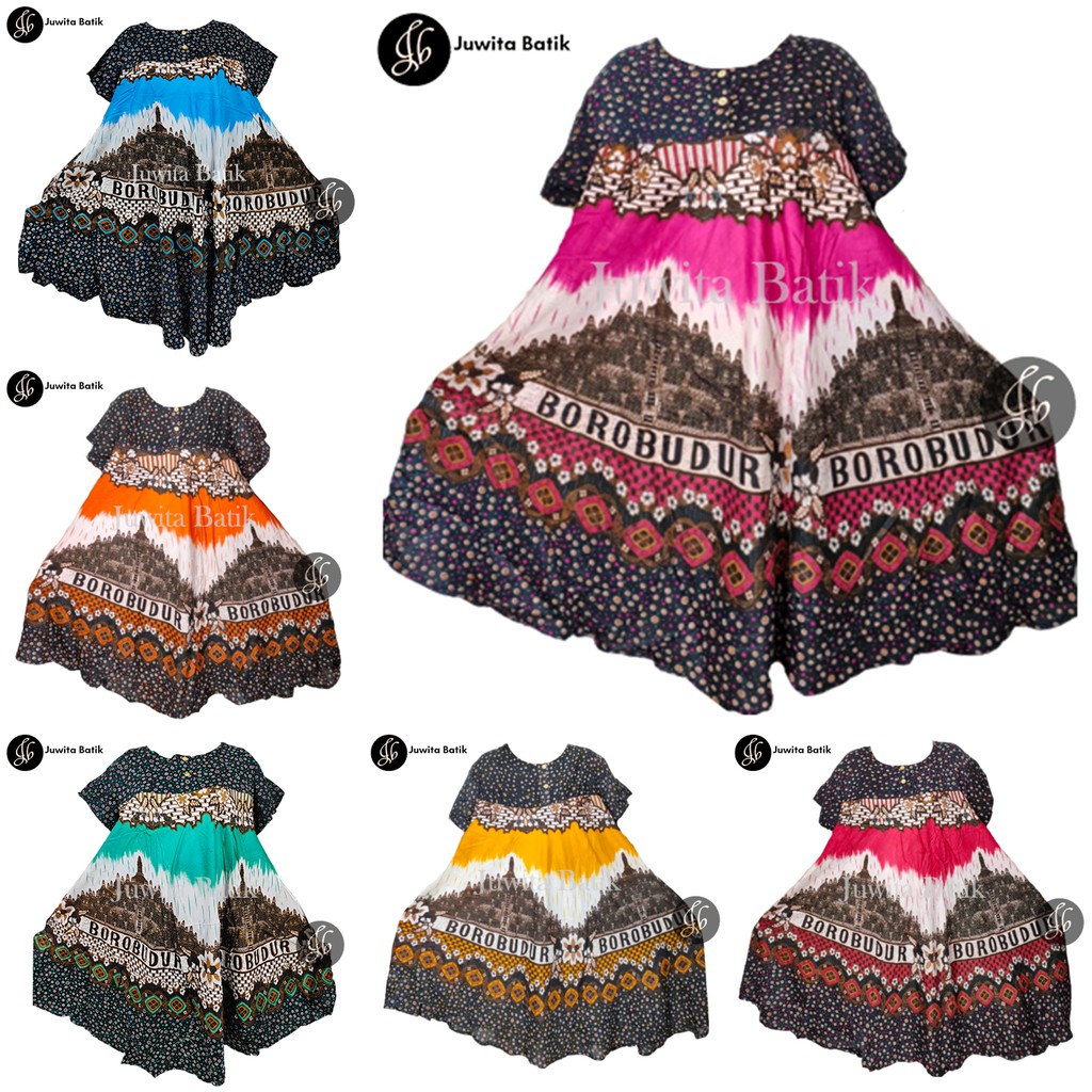 Daster Payung Wanita Jumbo XXL LD 120 Motif Borobudur Busui Bumil Best Seller Murah