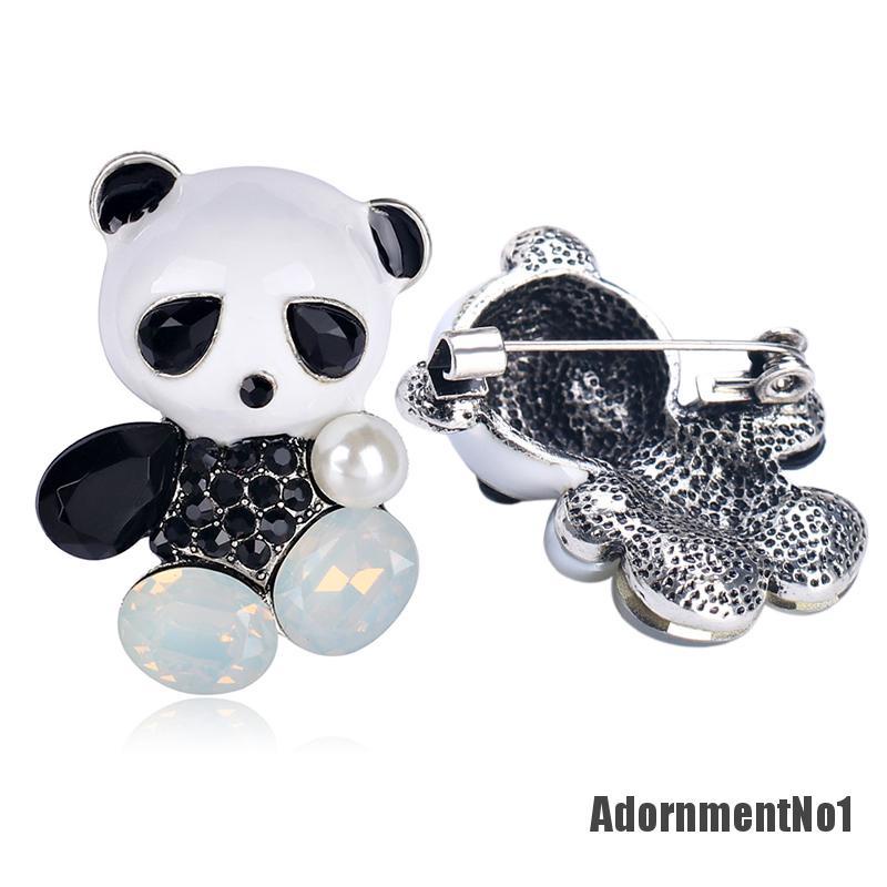 (Adornmentno1) Bros Pin Enamel Desain Panda Hias Kristal Untuk Pengantin Wanita