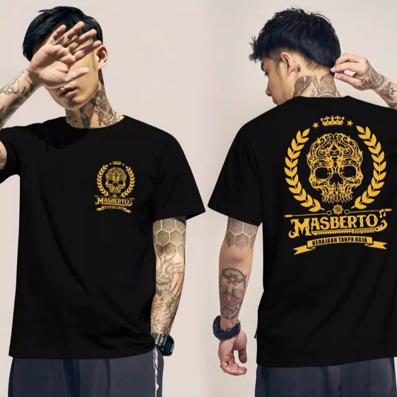 Fourfashion Kaos Pria Kaos Distro MASBERTO GOLD DB Black FN319