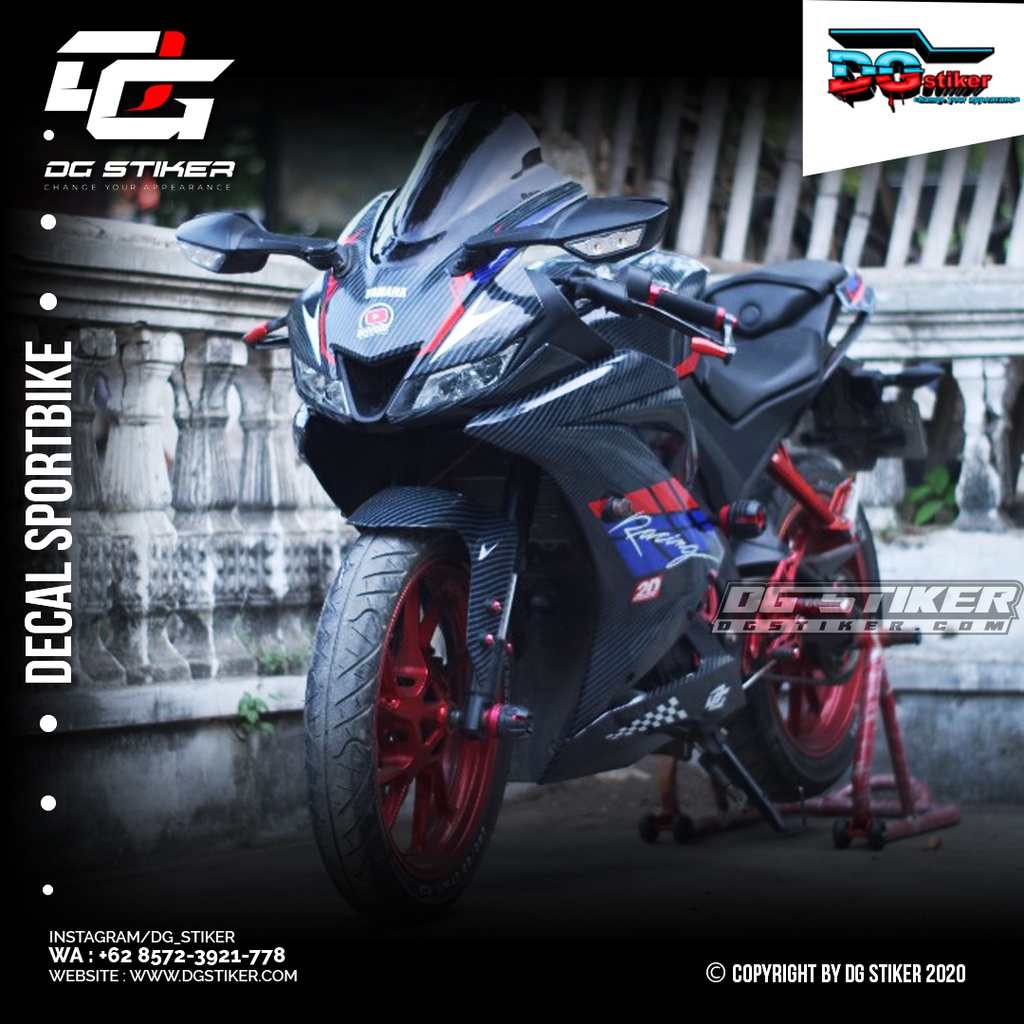 Decal R15 V3 Hitam HRC Carbon