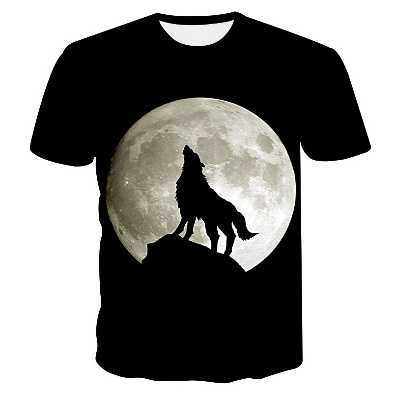 (Free Ongkir) Jual 2019 Newest Wolf 3D Print Animal Cool Funny T-Shirt Men Short Sleeve Summer