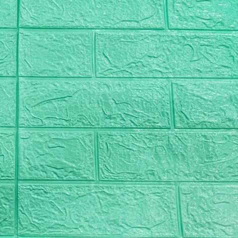 ⭐Bobastore⭐ R461 Wallpaper Dinding Foam 3D Motif Batu Bata / Walpaper Stiker Dinding Dekorasi Kamar-HIJAU MUDA