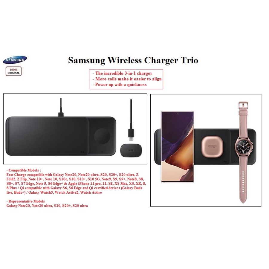 Wireless 3in1 SAMSUNG Wireless Charger Trio 3 in 1 100% Original
