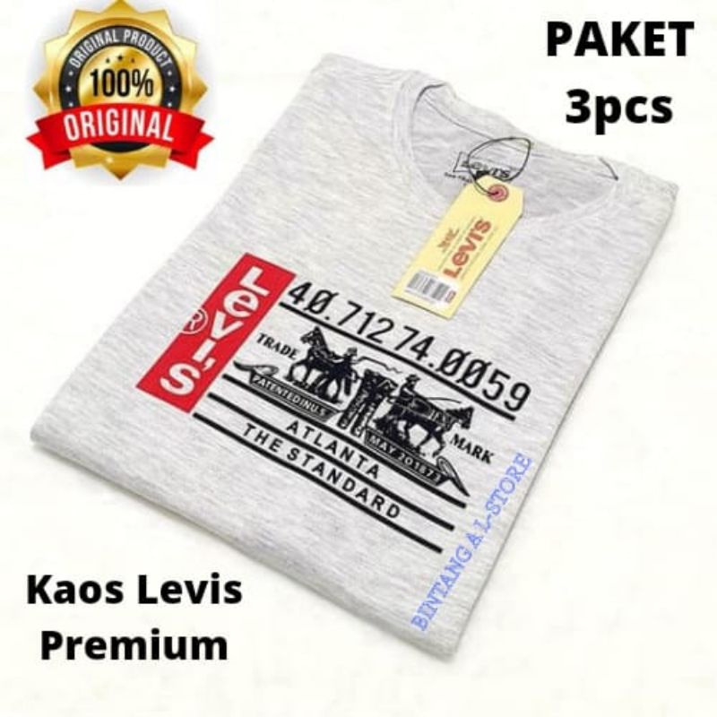 [COD] BELI 1 DAPAT 3PCS KAOS PRIA KWALITAS PREMIUM / KAOS LEVISS / Kaos pria /  KAOS DISTRO ORIGINAL(Kaos Leviss)