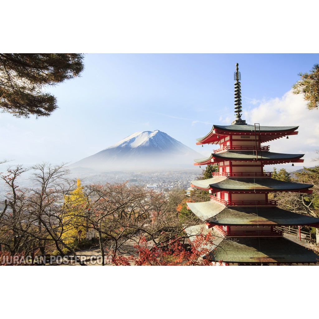 Hiasan Dinding Poster Pemandangan Alam Gunung Fujiyama Jepang 10 60x90cm Shopee Indonesia