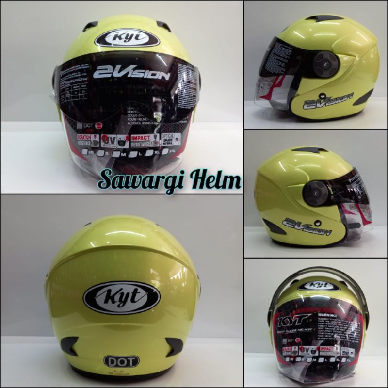 HELM KYT 2VISION POLOS KUNING LEMON GLOSSY《BISA COD BAYAR DI TEMPAT》