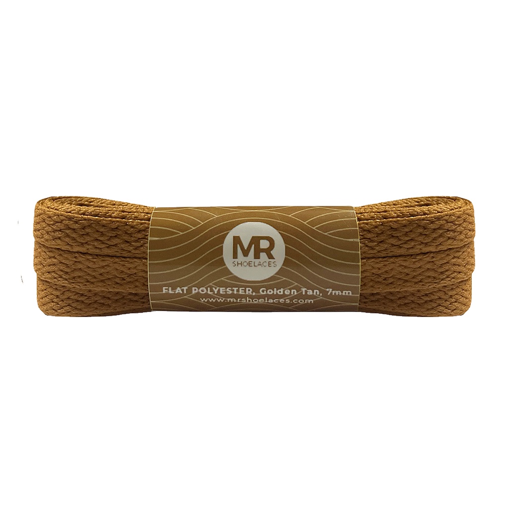 MR Shoelaces FP19 Golden Tan (Tan Keemasan) Tali Sepatu Polyester Pipih Flat 7mm 80cm 90cm 100cm 120cm 130cm 150cm 180cm 200cm untuk Sneakers - Premium Shoelace