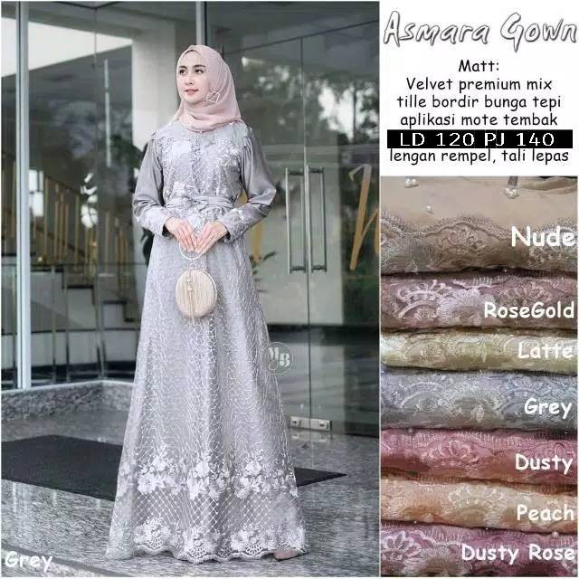GAMIS BRUKAT ASMARA GOWN MODEL TILE MEMUTAR / READY SIZE JUMBO / GAMIS LEBARAN 2021 / GAMIS TILE
