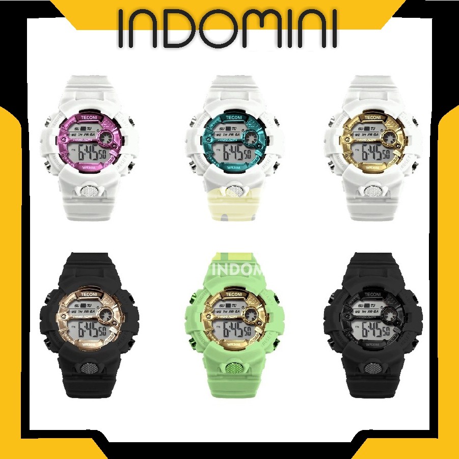 INDOMINI JT035 JAM TANGAN PRIA WANITA DIGITAL RUBBER SPORT BULAT LED GROSIR MURAH COUPLE ANAK REMAJA IMPORT