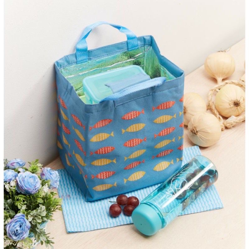 TAS BEKAL/KOTAK MAKAN LUNCH/SET 4PCS MOTIF IKAN