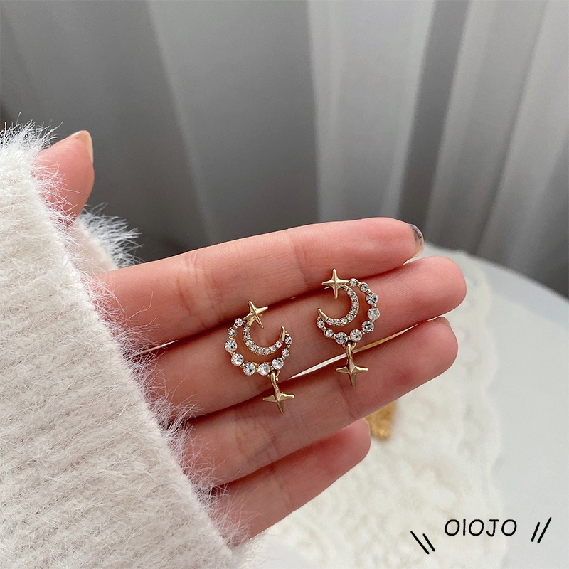 2 Pcs Korea Gaya Berlian Bintang Dan Bulan Anting-Anting Pejantan Wanita Fashion Aksesoris Hadiah - ol