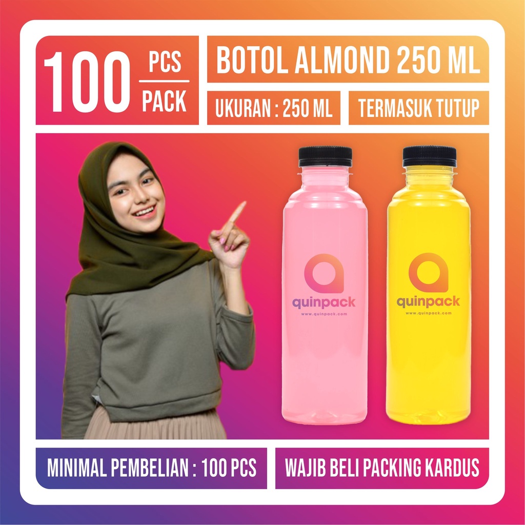 Botol Plastik almond 250 ML PET - Kale Cantik Pir 250ML Minum Botol 250 ml