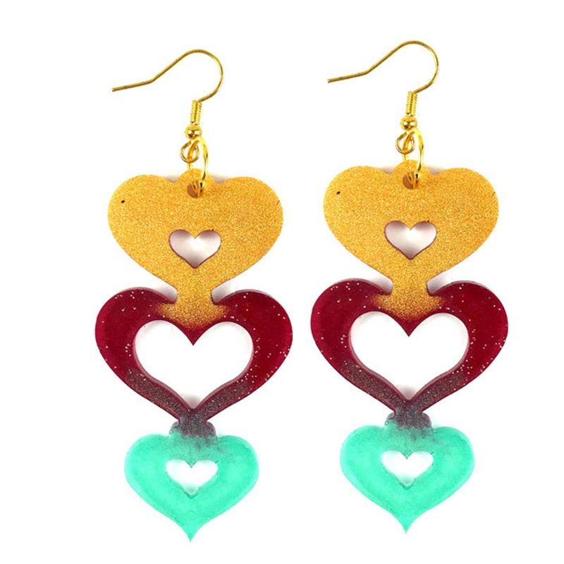 Siy Cetakan Resin Epoksi Bentuk Hati Bahan Silikon Untuk Perhiasan Anting Wanita