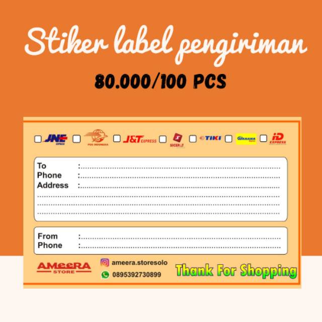 

Stiker label pengiriman olshop custom (paket 100 pcs)