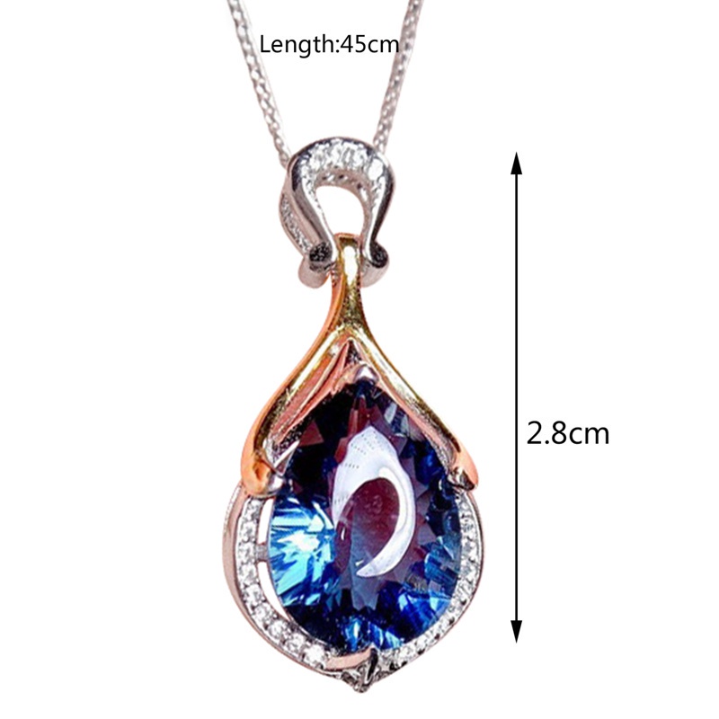 Fancyqube Kalung Choker Silver 925 Hias Liontin Batu Air Mata Mermaid Misterius Biru Kerajaan Untuk Wanita