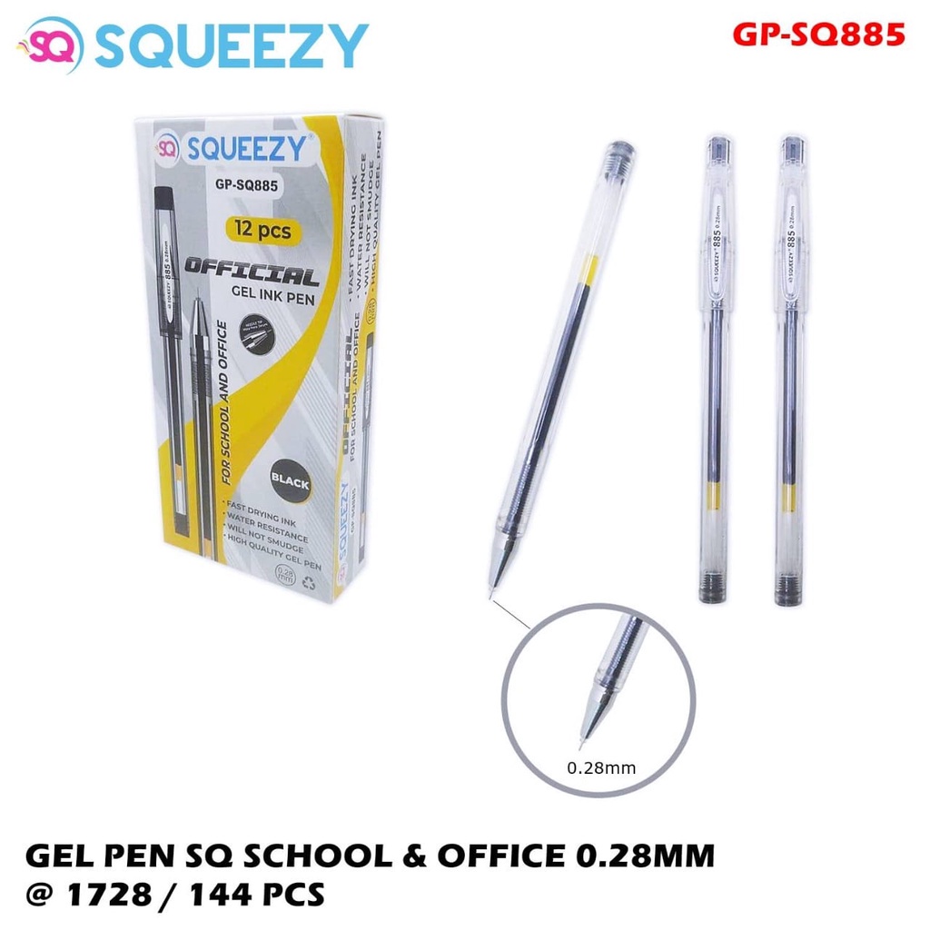 

(LWS) Pulpen Gel Office Smooth 0,28mm SQ885 / Pen Tinta / Pen Gel / Bolpen / Pena Hitam Murah