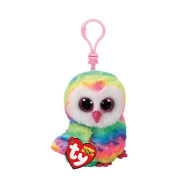 Ty Toys Beanie Boos Owen Multicolor Owl - Gantungan Kunci Boneka Anak 3Y+