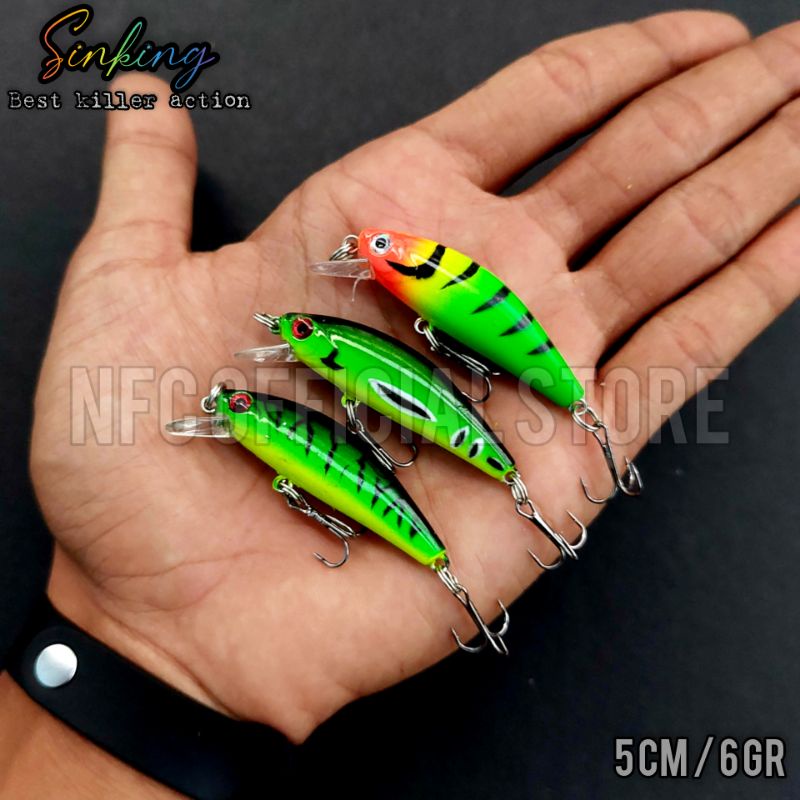 Lure Minnow Sinking 5 cm / 6 gram, BEST KILLER ACTION Kualitas Premium, Rekomendasi untuk Ultralight casting