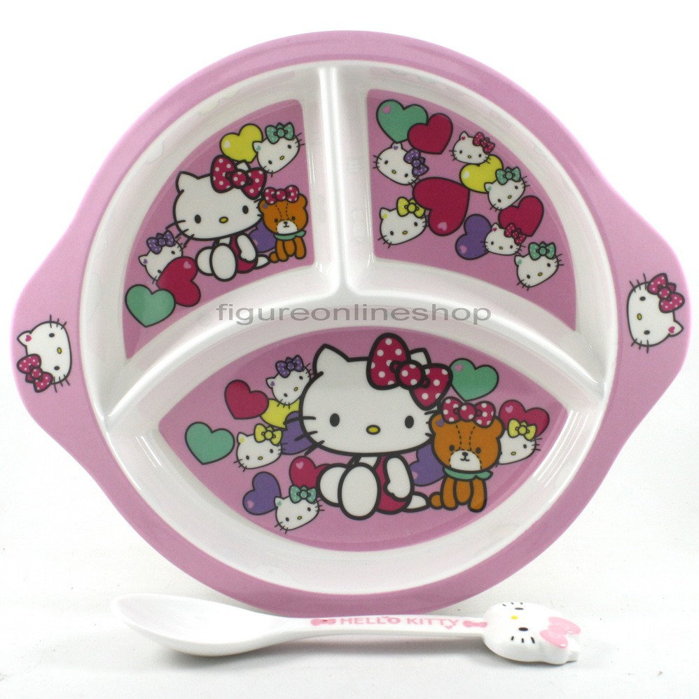 SET PIRING SEKAT-3 + SENDOK MELAMIN HELLO KITTY (MOTIF-3)