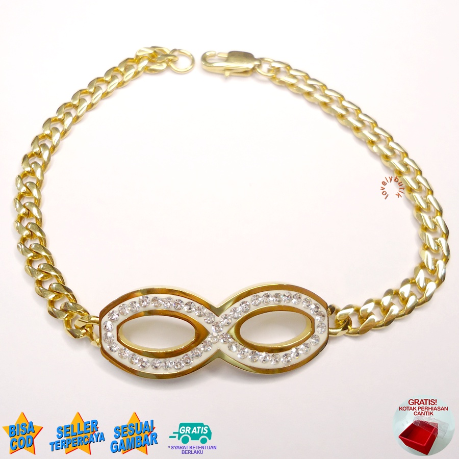 Lovelybutik - Gelang Tangan Vaness4 Titanium Anti Karat Gelang Tangan Wanita Rantai Titanium BONUS KOTAK PERHIASAN  Warna ( Gold ) ( Silver )