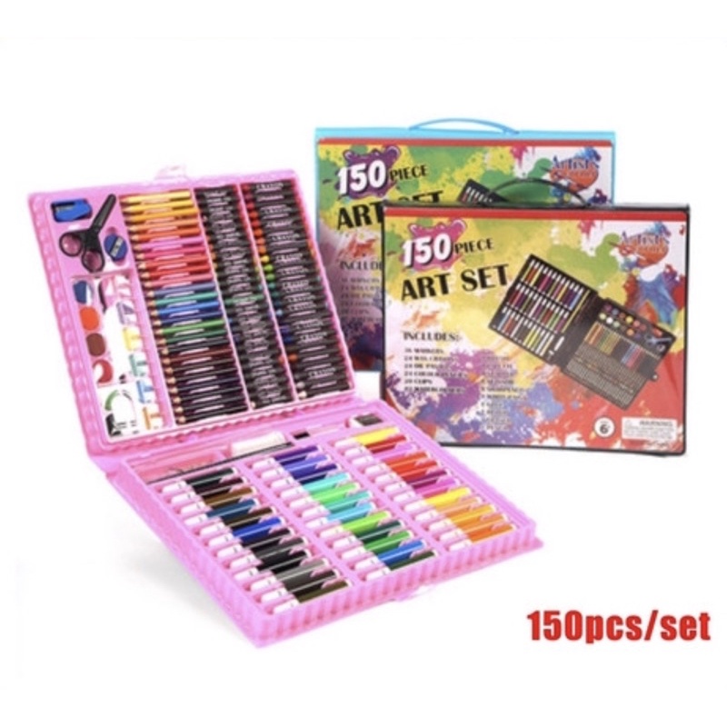 CRAYON ART SET 150 PCS PENSIL WARNA ALAT TULIS SET (FREE BUBBLE)