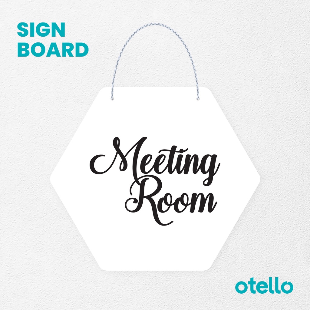 Otello Sign Tulisan Latin Meeting Room Signage Board Acrylic Papan Gantung Label Akrilik Rantai Petunjuk Toko Modern Minimalist Kafe Restoran Kantor Gedung Cafe